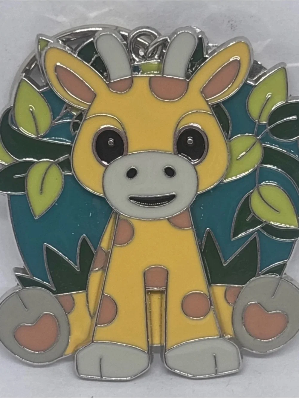 North Caroline Zoo Baby Giraffe Enamel & Metal Keychain‎ Movable